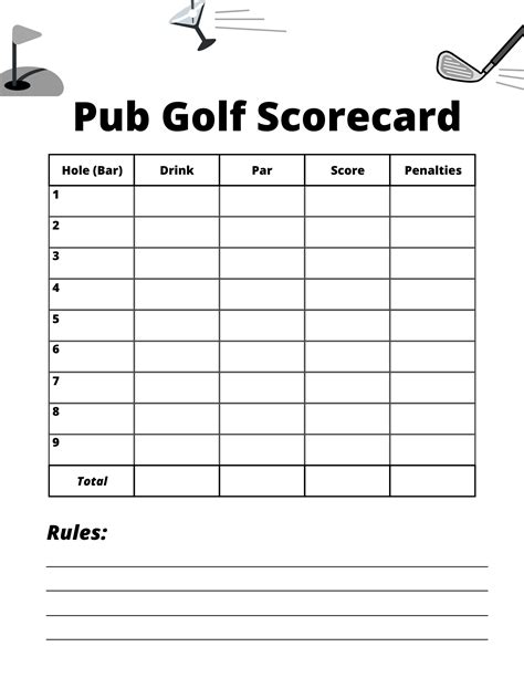 Printable Blank Golf Scorecard Template Printable Word Searches