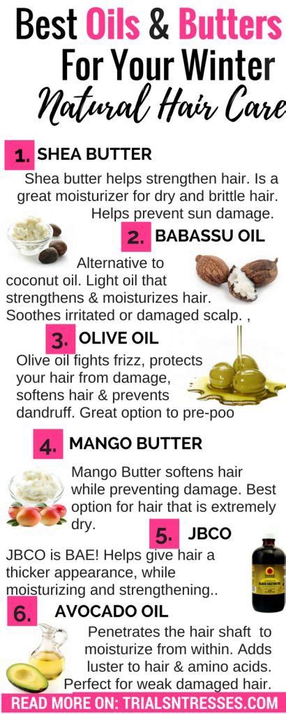 This natural oil increase cellular metabolism, which promotes healing and stimulates hair growth. best oils and butters for winter natural hair care ...