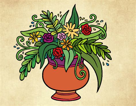 Vendita online di mazzi di fiori, bouquet, corone di laurea, composizioni di piante. Disegno Un vaso con fiori colorato da Utente non ...