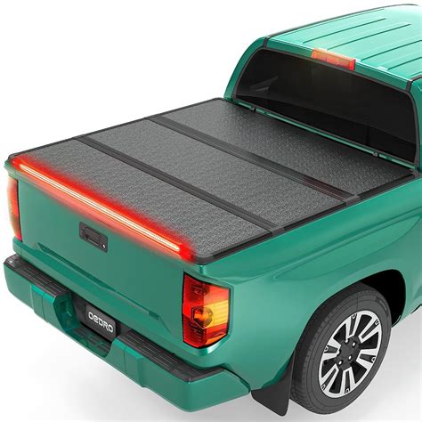 Oedro Hard Tri Fold Truck Bed Tonneau Cover With Built In Light Strip 5