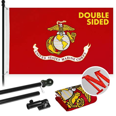 g128 5 feet tangle free spinning flagpole black us marine corps flag double sided brass