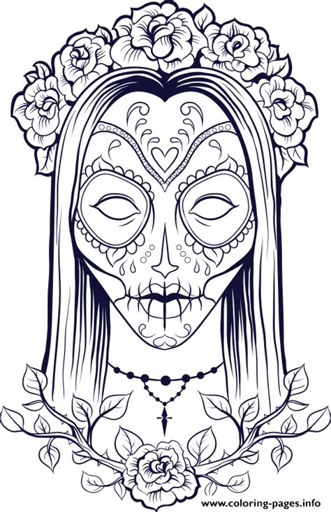 Sugar Skull Halloween Adult Coloring Page Printable