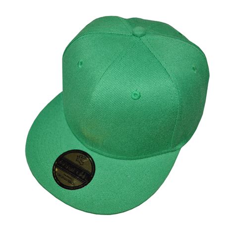 Plain Green Flat Peak Snapback Baseball Cap Hat Ebay