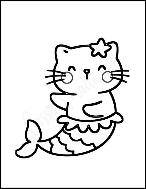 Cute Mermaid Coloring Pages For Kids Cassie Smallwood