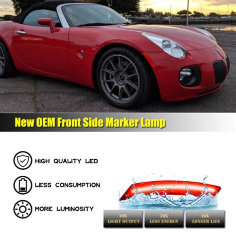 2x Red Lens Front Side Marker Led Lights For 06 10 Pontiac Solstice