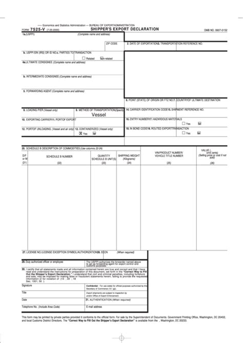 Export Declaration Form Pdf Fill Online Printable Fillable Blank