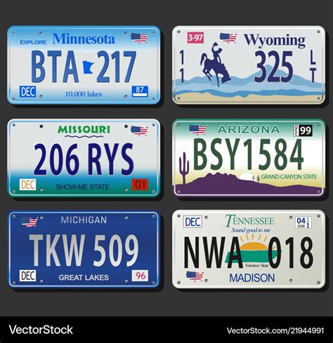 United States License Plates Vintage Collection Vector Image