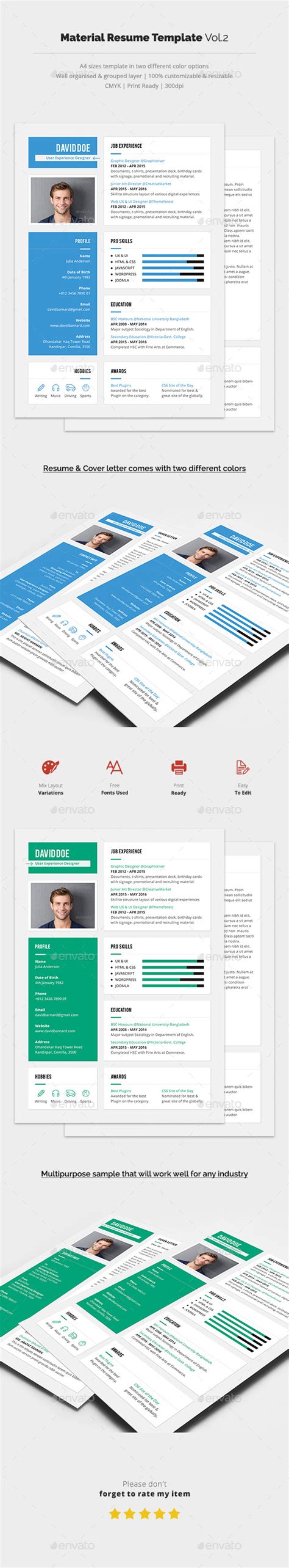 Include details of your past work experience in a similar position and any projects you were involved in. Material CV with Cover Letter | Resume design template ...