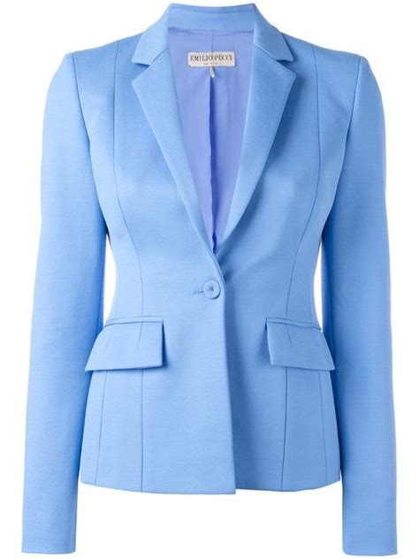 Emilio Pucci Woman Woven Blazer Light Blue Modesens Blazer Designs