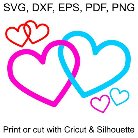 Interlocking Hearts Svg File With 2 Joined Hearts To Symbolize Love