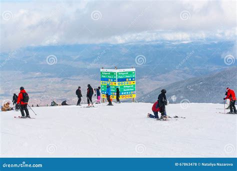 Ski Resort Bansko Bulgaria Aerial View Skiers Signpost With Directions Editorial Stock Photo