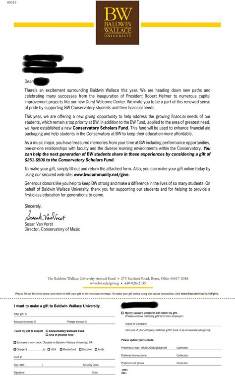 Editable Solicitation Letter To Alumni Personalized With Major And