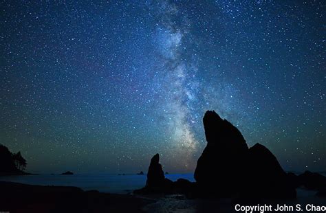 Milky Way Passes Over Ruby Beach Sea Stacks Olympic