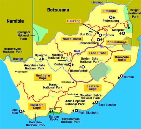 Südafrika Karte Städte