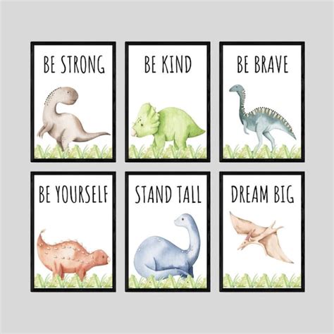 Dinosaur Quotes Set Of 6 Unframed Prints Baby Boys Nursery Etsy Uk