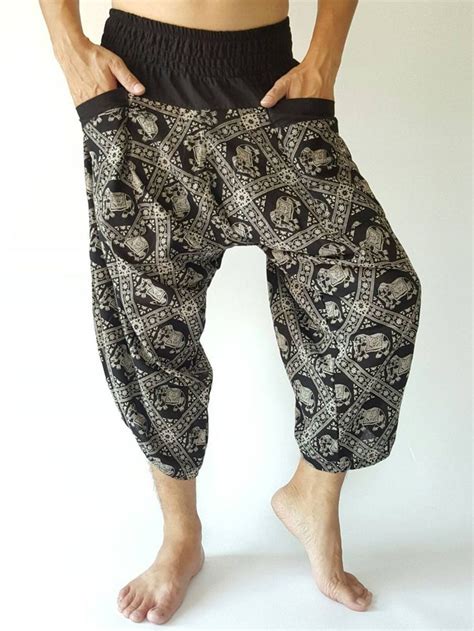 HC0113 Harem Pants Handmade Pants Thick Smock Waist Low Crotch Unisex