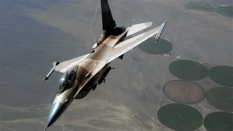 Camouflaged General Dynamics F 16 Fighting Falcon Wallpaper Aircraft