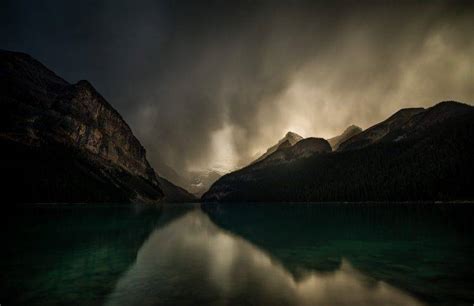 Photography Landscape Nature Lake Mountains Dark Clouds