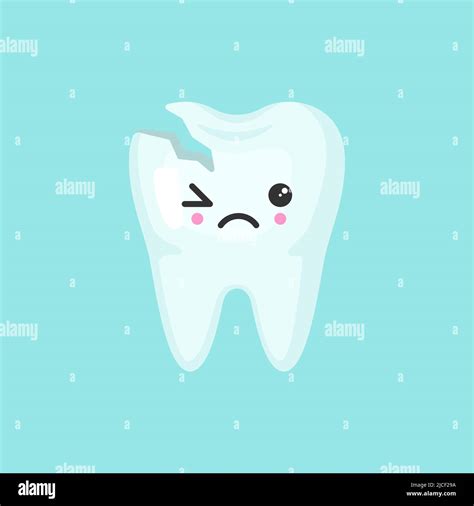 broken tooth with emotional face cute colorful vector icon illustration stock vector image