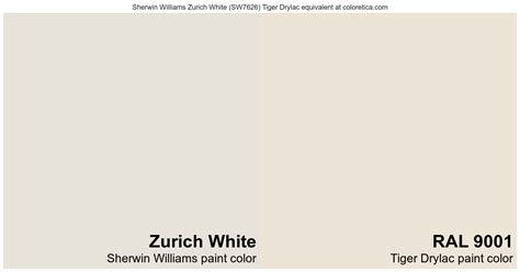 Sherwin Williams Zurich White Tiger Drylac Equivalent Ral