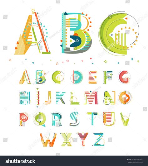 Modern Abstract Colorful Alphabet Geometric Style Letters Stock