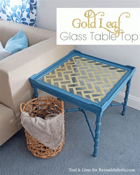 Remodelaholic Diy Gold Leaf Glass Table Top