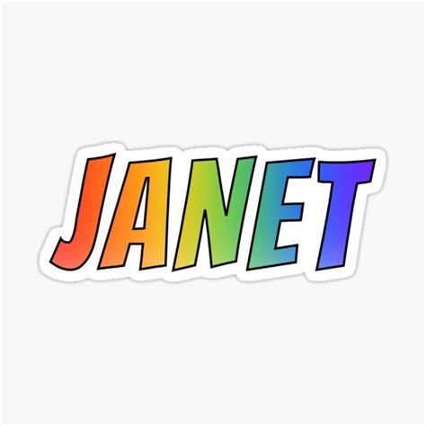 Janet First Name Rainbow Gradient Pattern Sticker By Aponx Redbubble