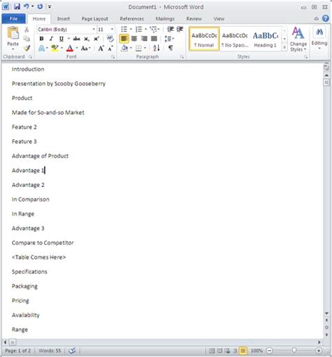 Creating Powerpoint Outlines In Microsoft Word 2010 For Windows