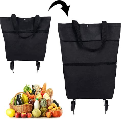 Buy 2 In 1 Foldable Shopping Cart Collapsible Two Stage Zipper Grocery