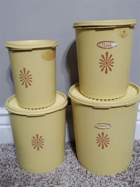 Vintage Tupperware Yellow Pc Set Nesting Canisters Cannisters With