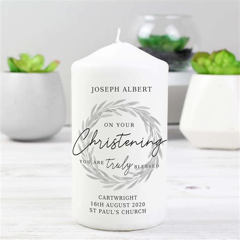 Personalised 'Truly Blessed' Christening Pillar Candle | Love My Gifts