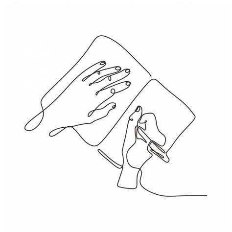 Continuous One Line Drawing Of Hand Writing With A Pen On Paper Vector