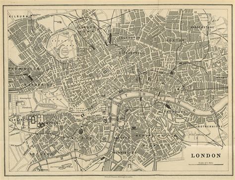 London Map 19th Century Scanned Version Of An Old Original Map Of