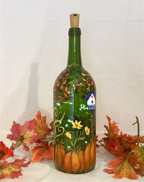 Made To Order Lighted Wine Bottle Hand Painted With A Beautiful