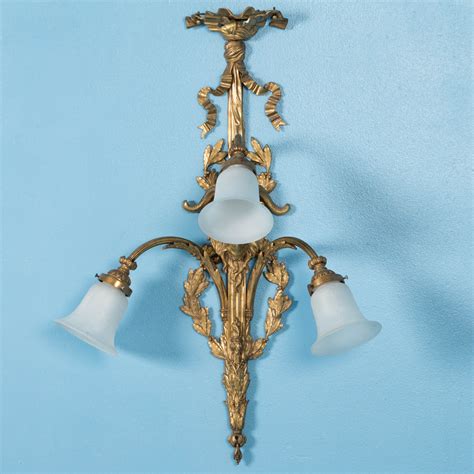 Pair Of Large Antique 19th Century Victorian Brass Wall Sconces