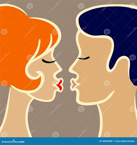 Romantic Cartoon Illustration Of Kissing Couple Stock Vector Image 40804808
