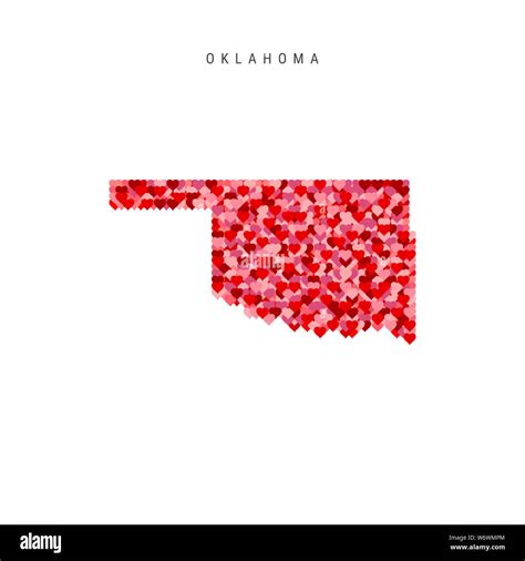 I Love Oklahoma Red And Pink Hearts Pattern Map Of Oklahoma Isolated