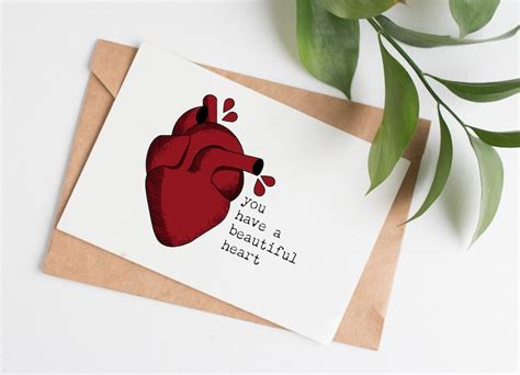 Anatomy Heart Thank You Card For Friend Tattoo Valentine For Etsy