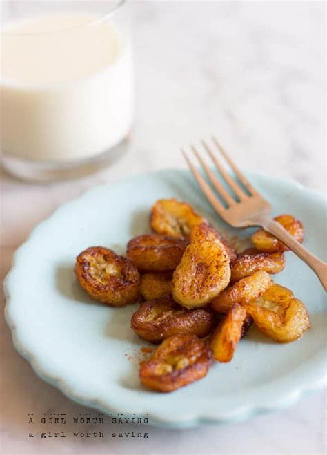 Add 1 tsp of sugar and keep frying until the raw banana gets roasted here. Fried Bananas | A Girl Worth Saving