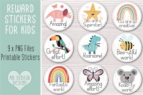 Kids Reward Stickers Print And Cut School Teacher Stickers
