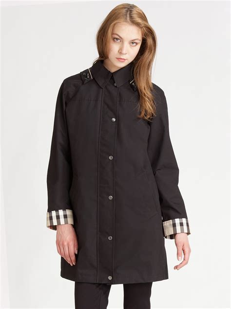 Lyst Burberry Brit Hooded Raincoat With Warmer In Black