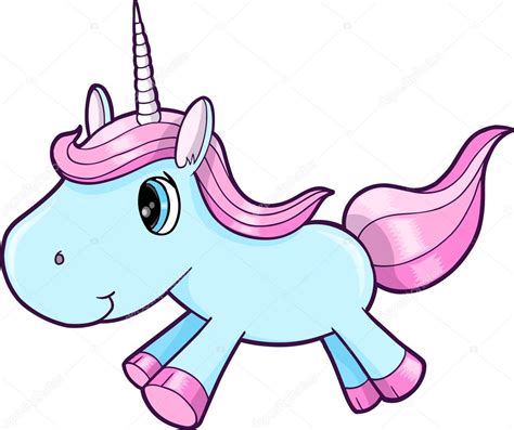 Cute Blue Unicorn Animal Vector Illustration Art — Stock Vector