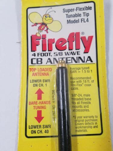 firestik firefly fl4 black 4 ft flex fiberglass cb radio antenna w tuneable tip ebay
