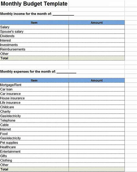 Excel Monthly Budget Template Culturopedia
