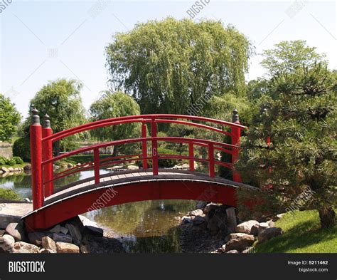 Red Japanese Garden Bridge Image And Photo Bigstock