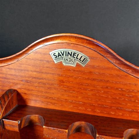 Savinelli Vintage 5 Pipes Wooden Rack Shelf Wtobacco Humidor Jar