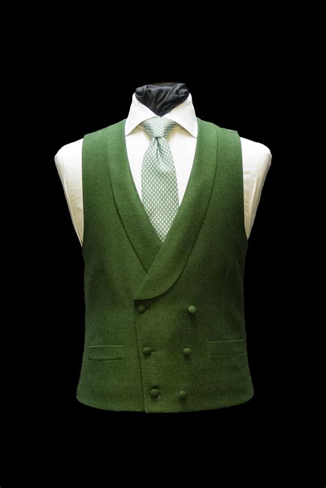 Olive Green Moleskin Waistcoat Double Breasted In Regency Singapore