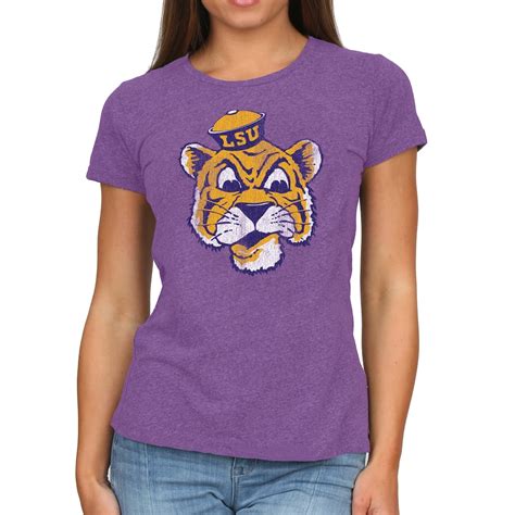 Original Retro Brand Lsu Tigers Womens Heathered Purple Tri Blend Crew Neck T Shirt