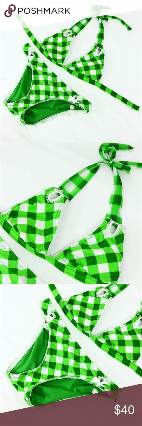 Betsey Johnson Green Gingham Bikini Only Worn Once Excellent Condition