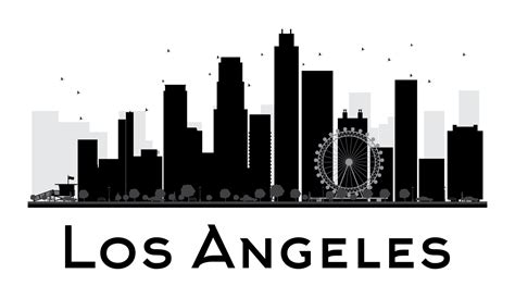 Los Angeles City Skyline Black And White Silhouette 6989734 Vector Art